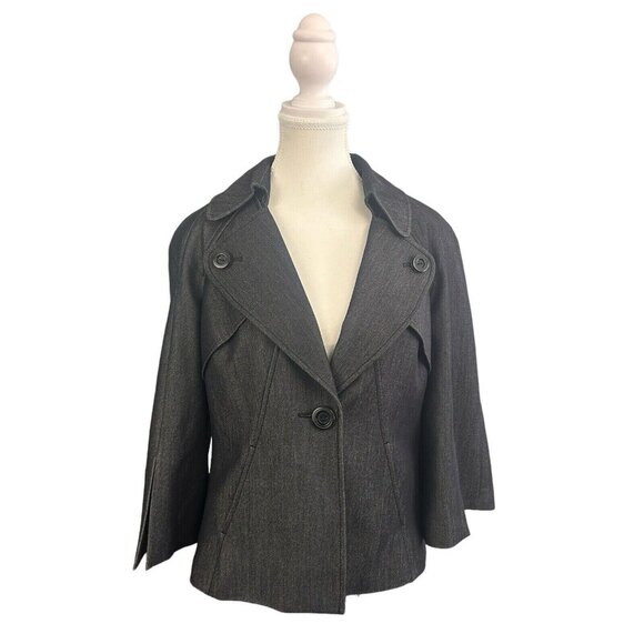 Kasper Grey Swing Blazer/Jacket  Split Bell Wide Sleeve Stretch Lined Size 10 - Picture 1 of 16
